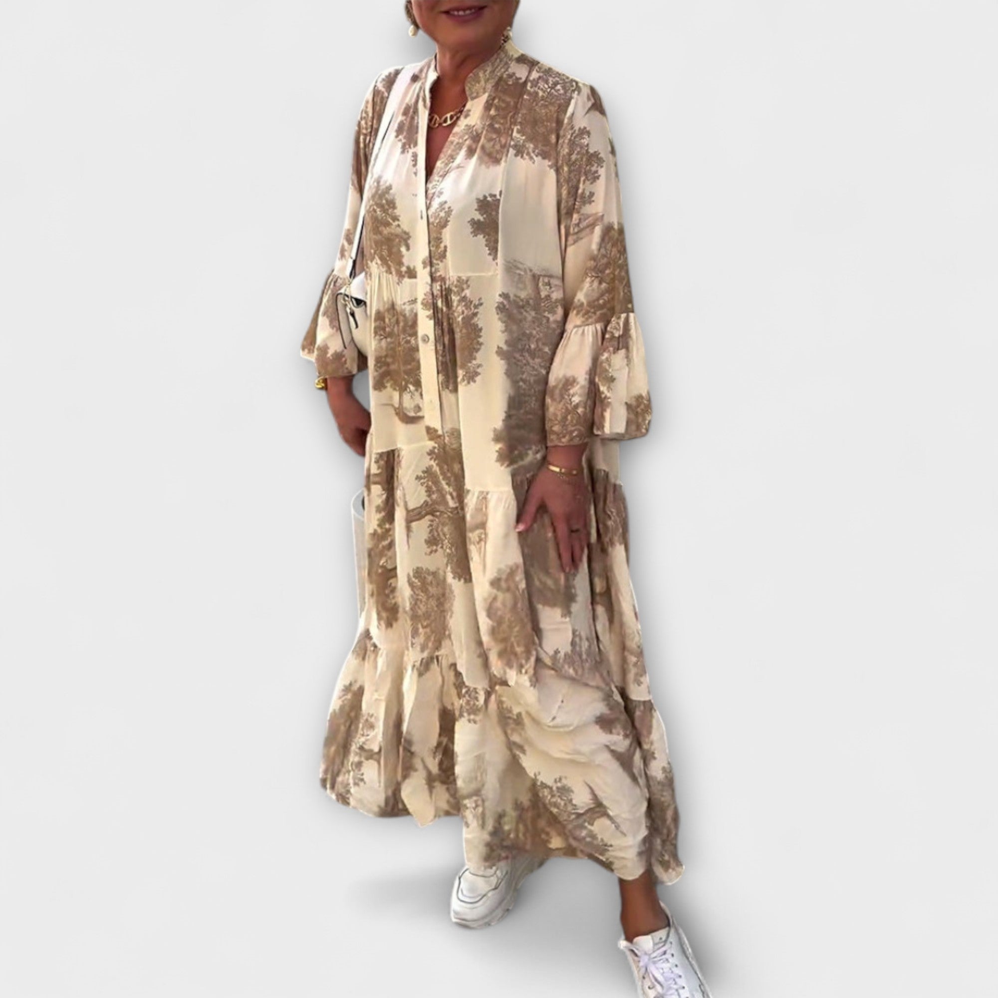 Nerina - Elegantes Floral-Maxikleid