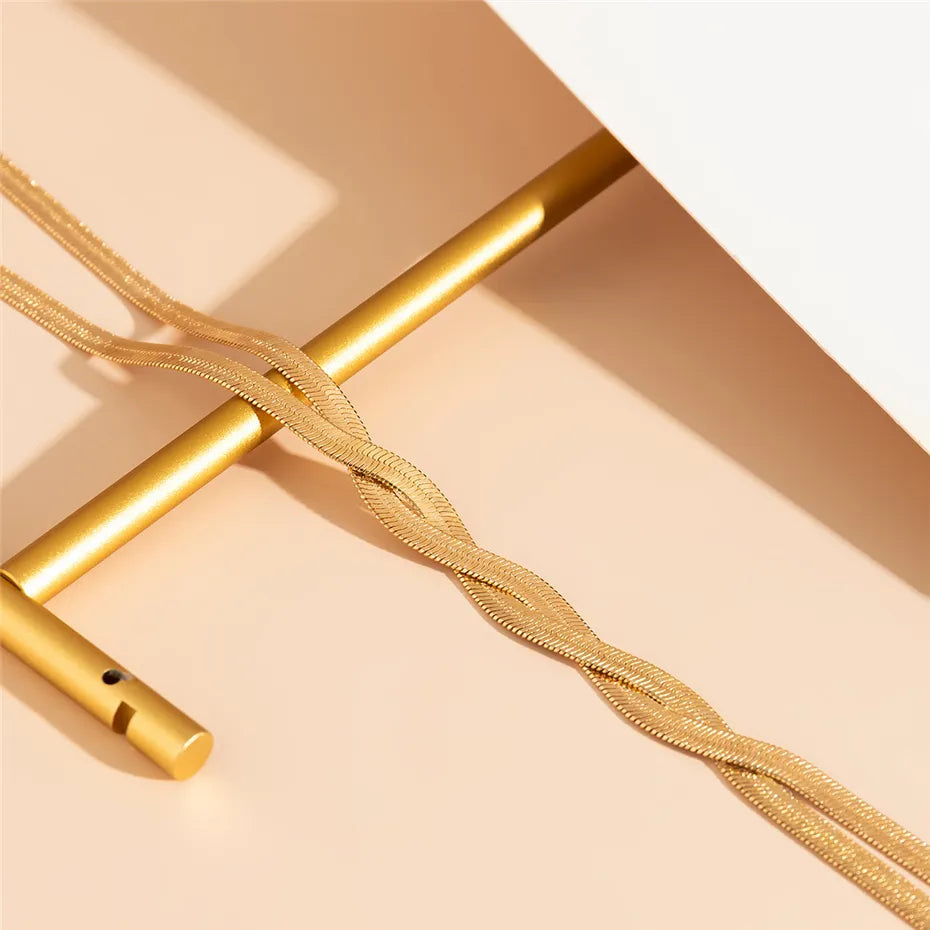 Elegante Lange Halskette mit Verstellbarem Schlangendesign