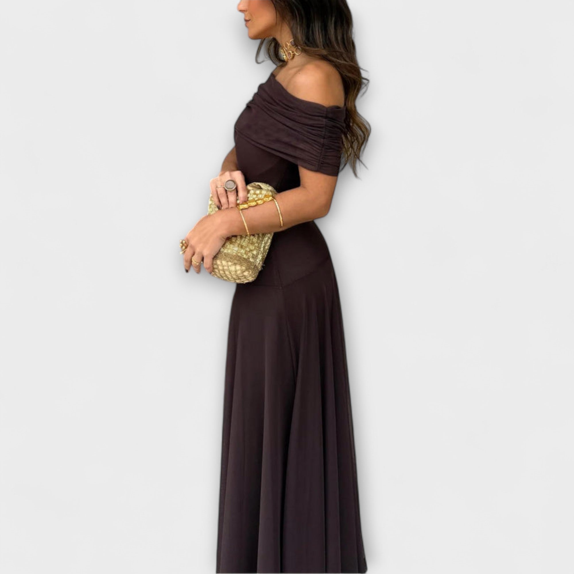 Wiese - Toledo One-Shoulder Mesh Maxi Kleid