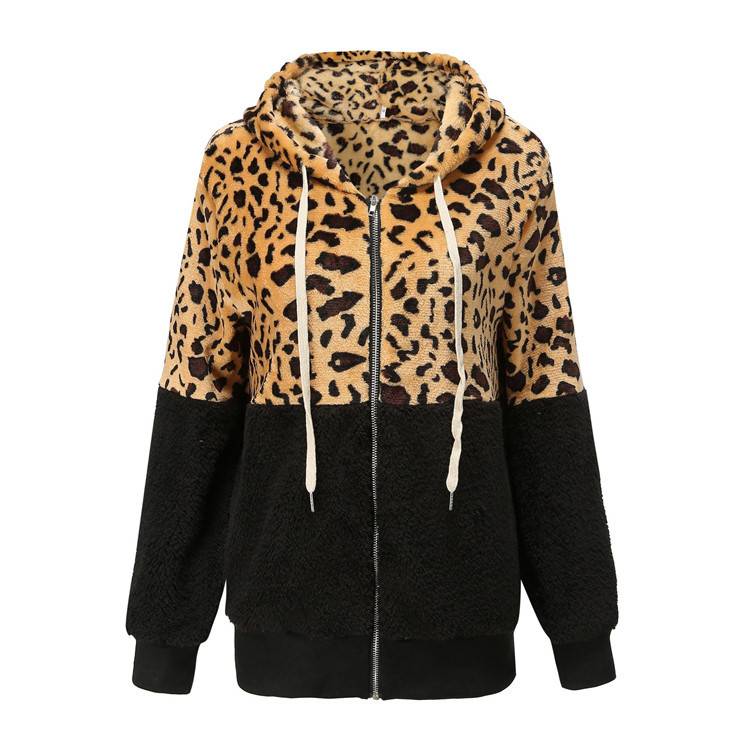 Lea - Fleece Hoodie mit Leopardenmuster