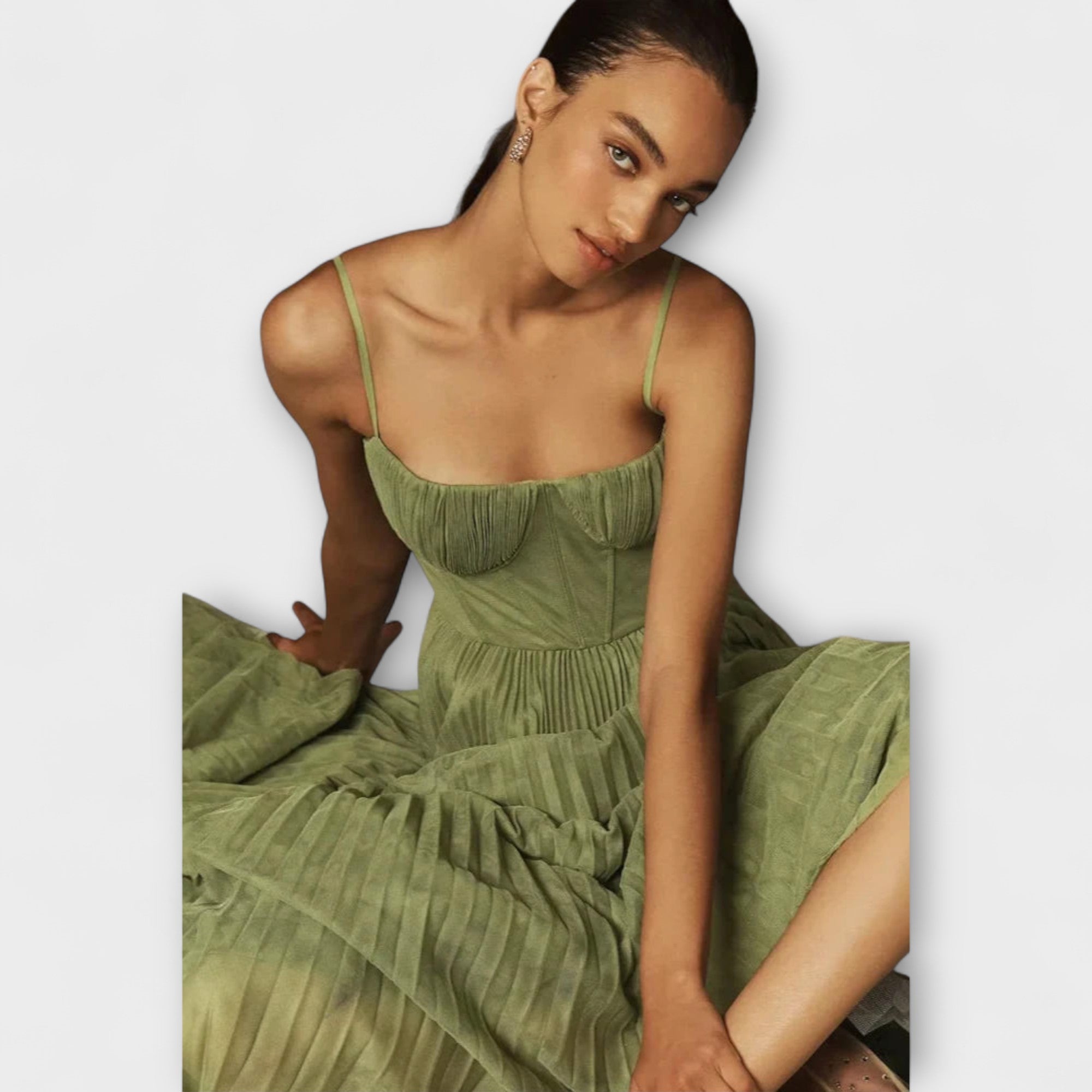 Marilyn - Midi Tüll Faltenrock Kleid mit Bustier Design