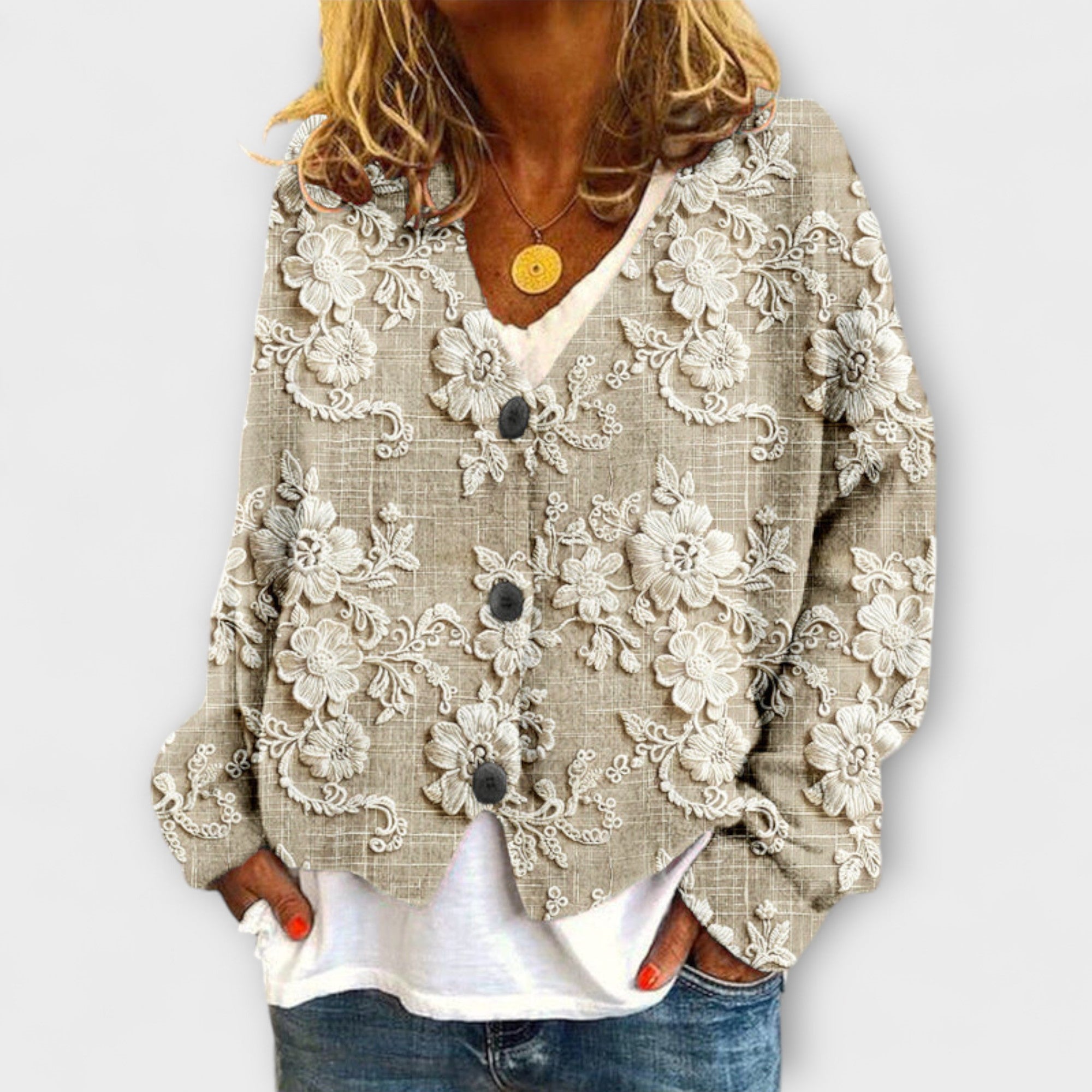 Stella - Floral gemusterter Cardigan