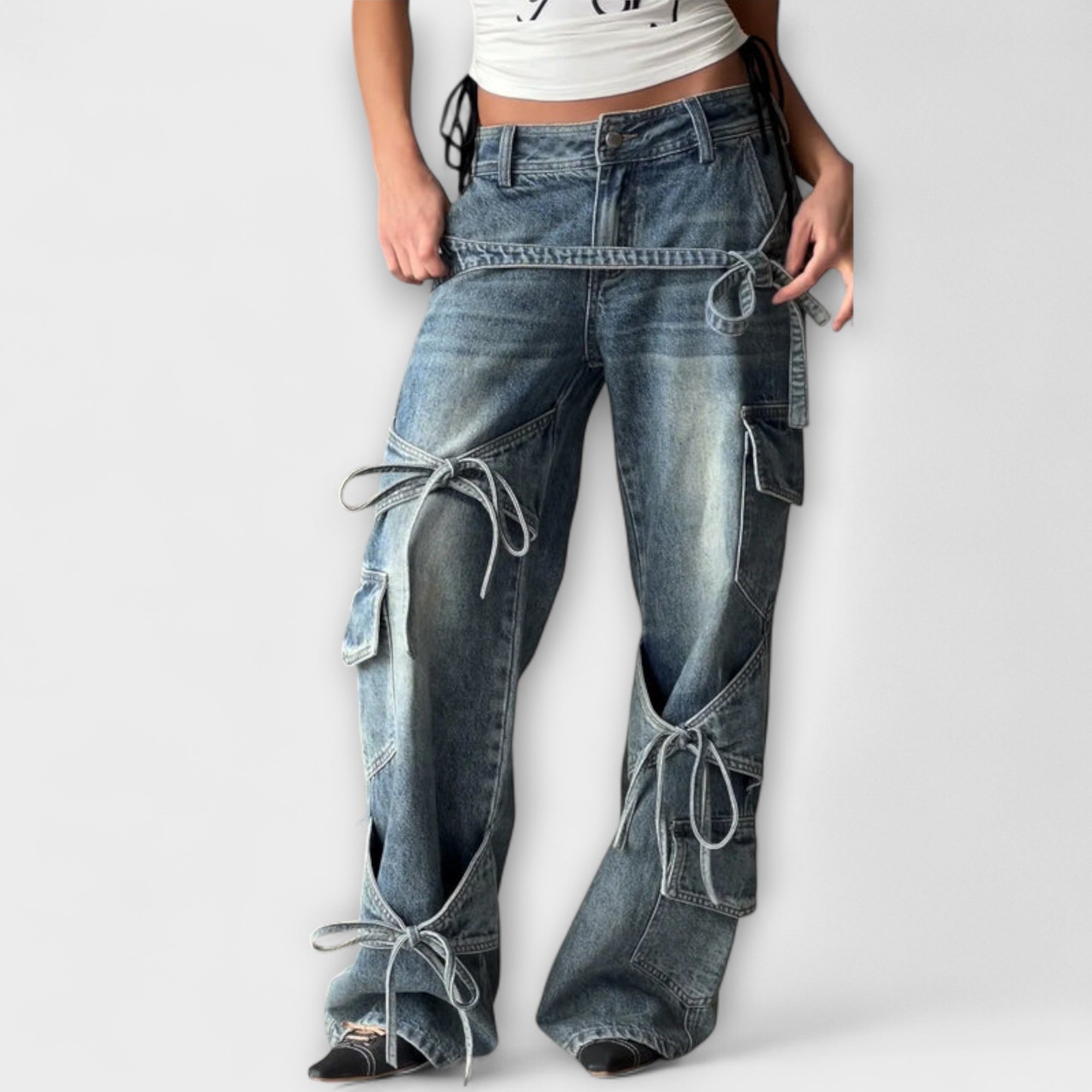 Paloma - Utility Denim Jeans mit Knoten-Detail