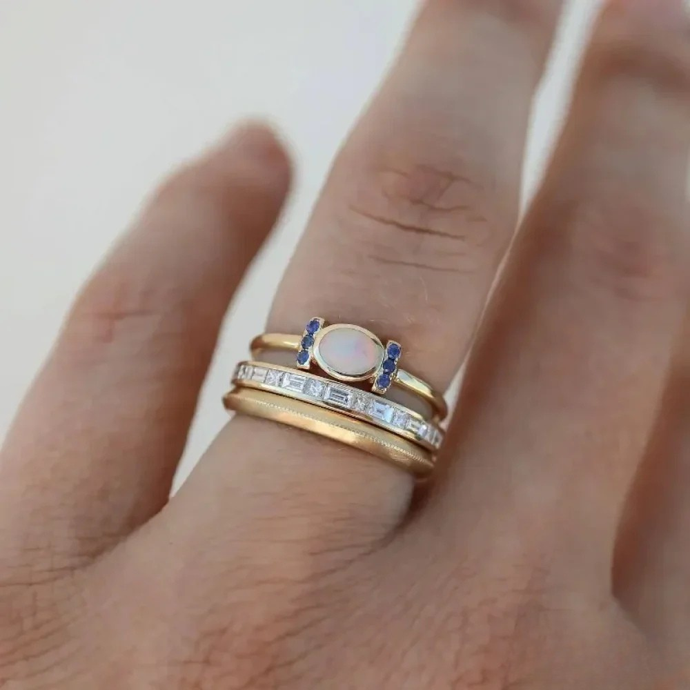 Set aus Vintage-Gold-Opal-Ringen
