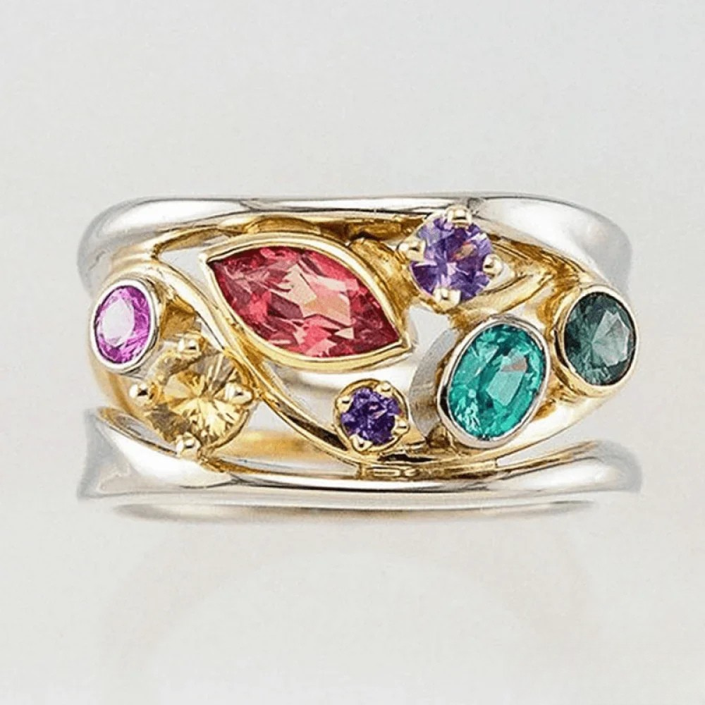 Vintage-Ring mit gold- und silberfarbenem Zirkonia
