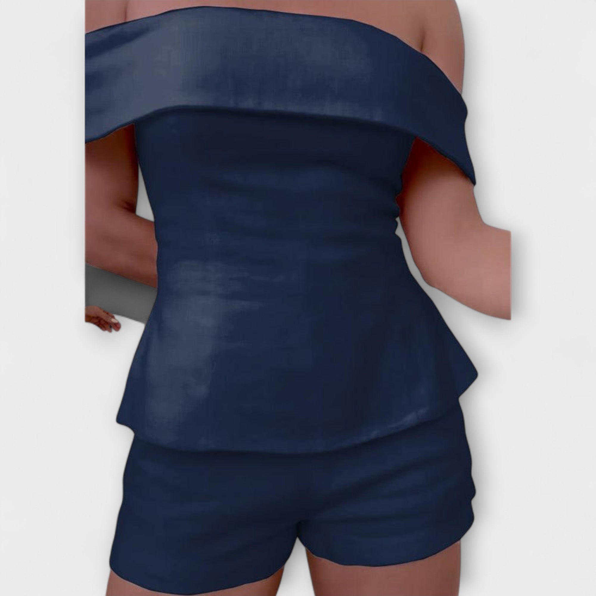 Olivia - Weißes Baumwoll-Leinen-Zweiteiler-Set