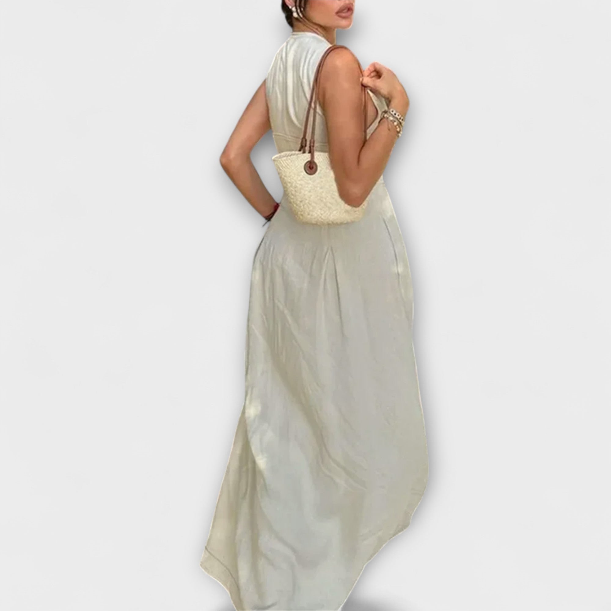 Ärmelloses, plissiertes Bodycon-Midikleid