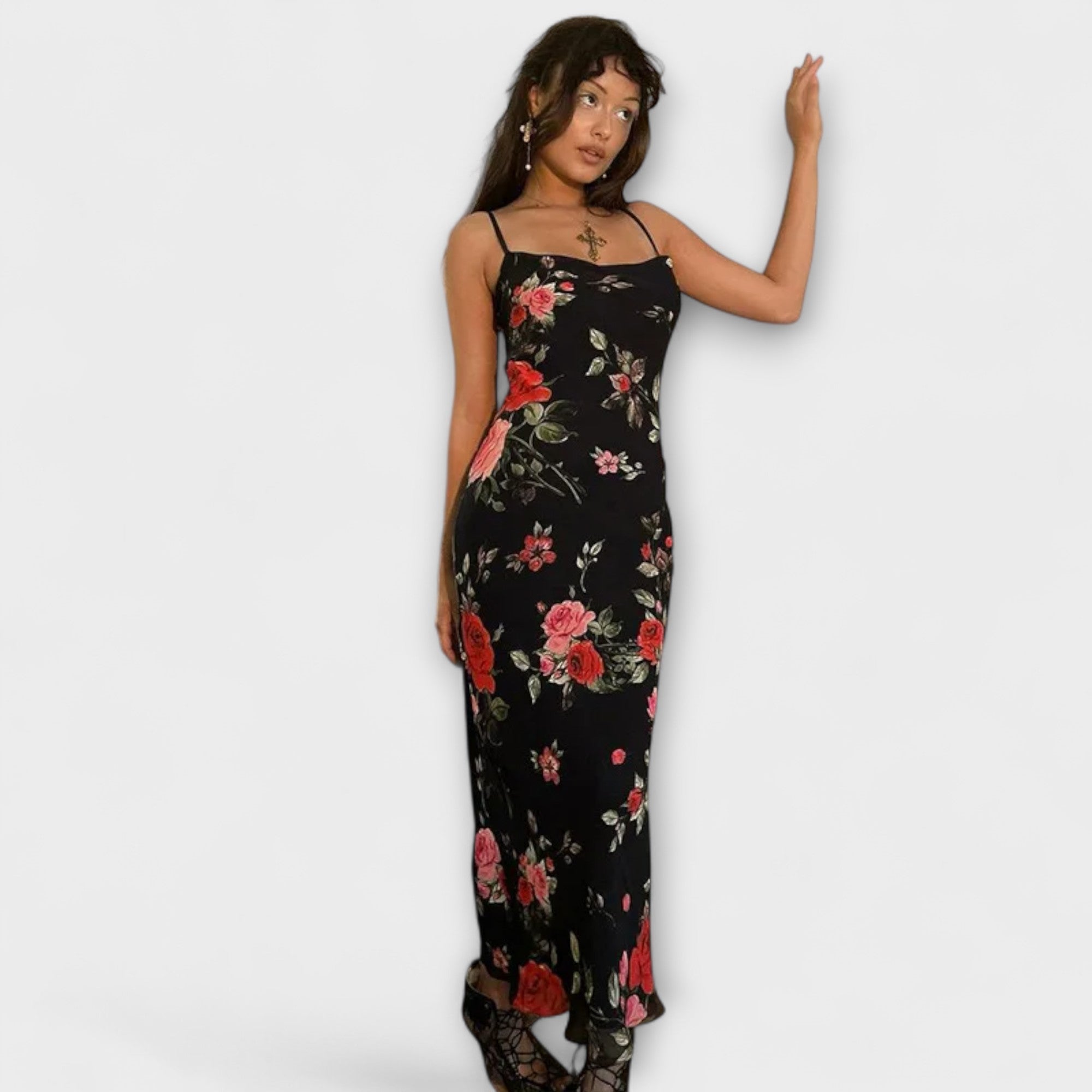 Blumenmuster Spaghetti-Träger Bodycon Kleid