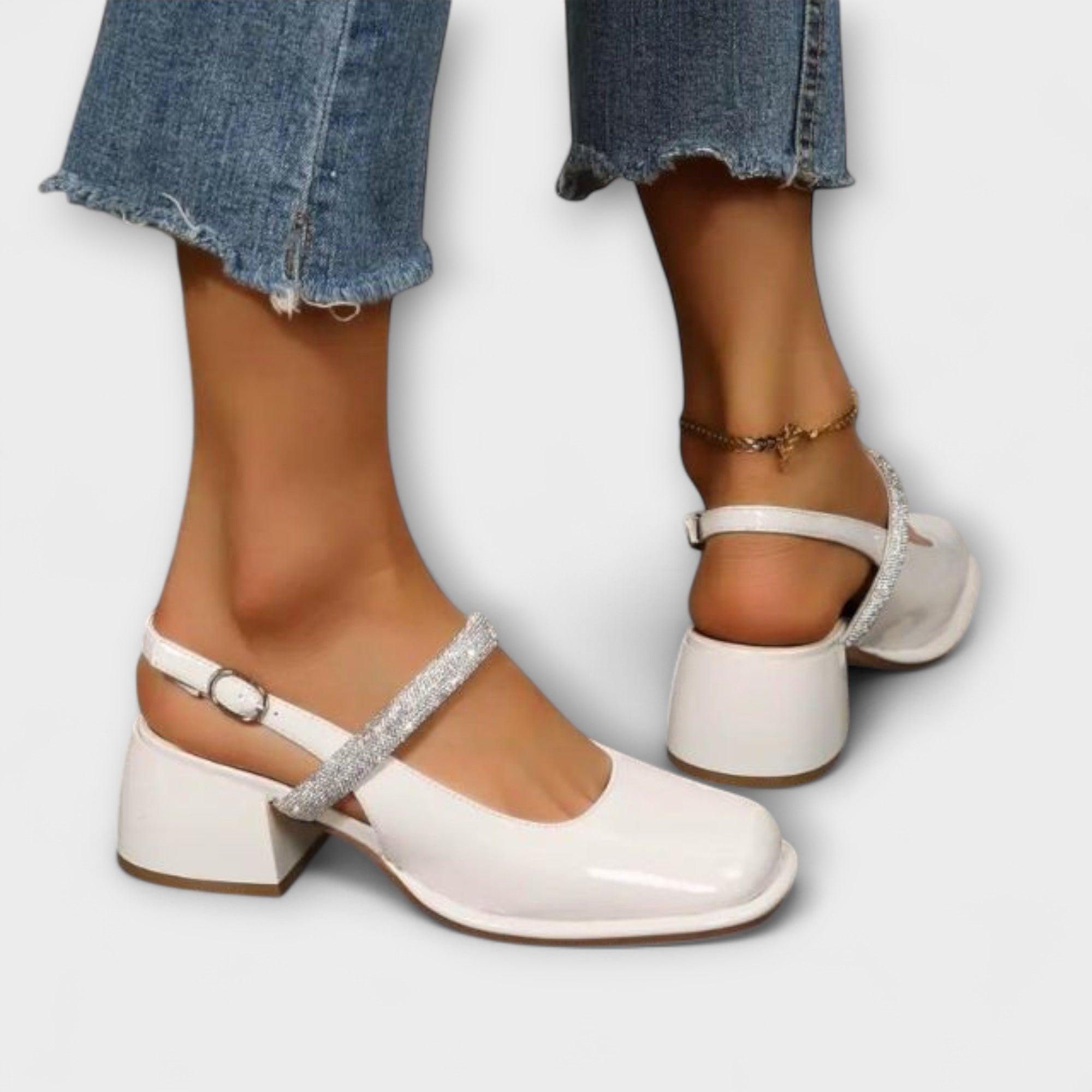 Celandra - Mary Janes mit Glitzerriemen und Blockabsatz