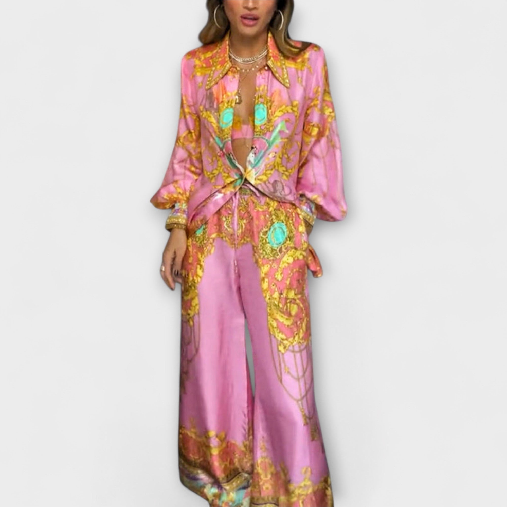 Sage - Entspanntes Shirt mit Meerjungfrau-Motiv und elastischer Bundhose Set