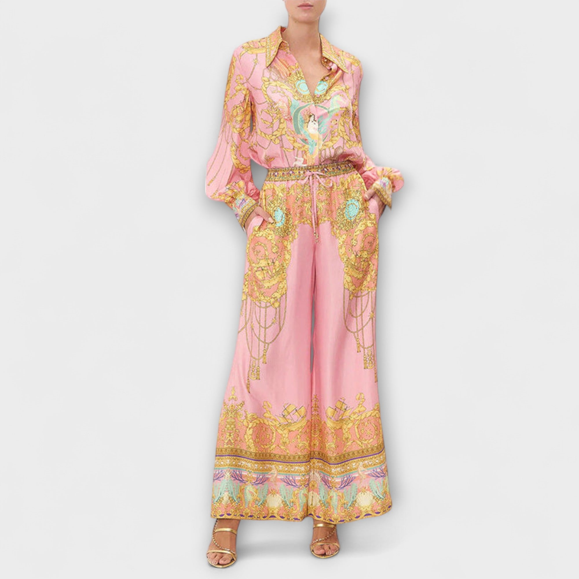 Sage - Entspanntes Shirt mit Meerjungfrau-Motiv und elastischer Bundhose Set