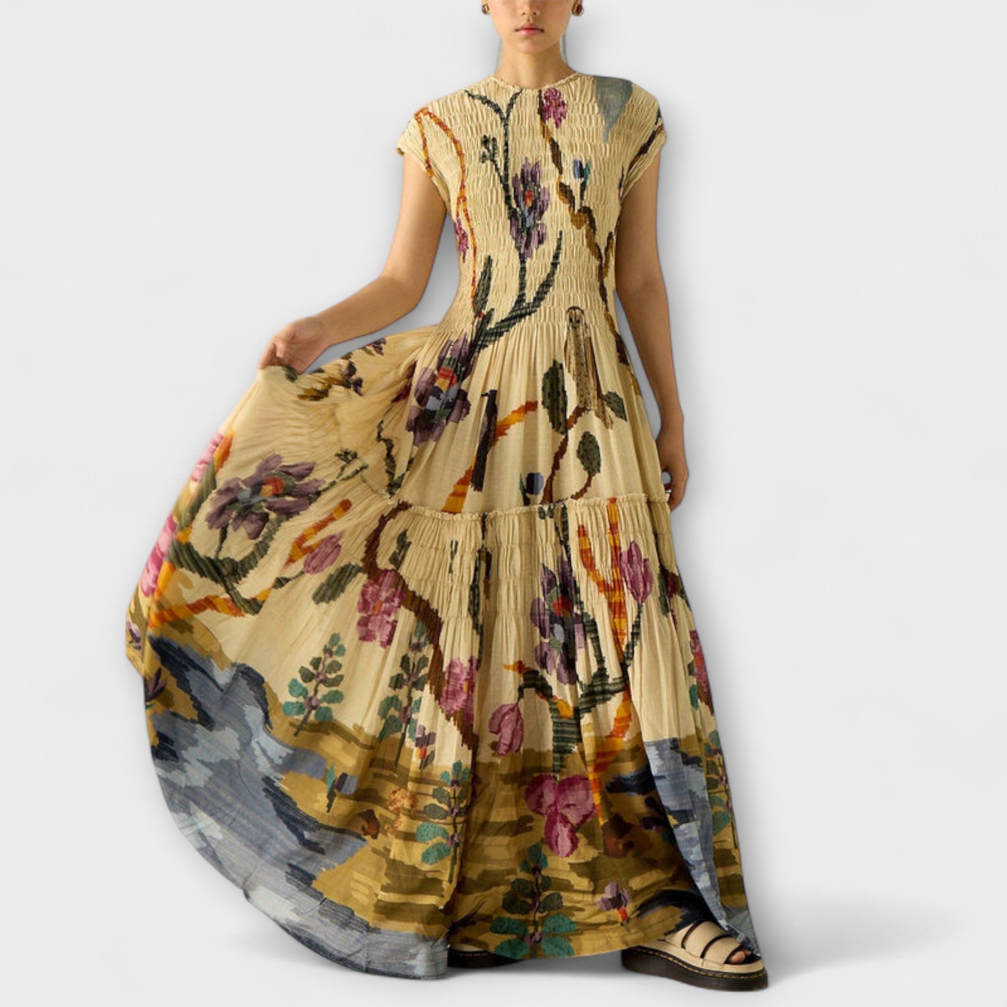 Amara - Faltkleid mit Animal Print