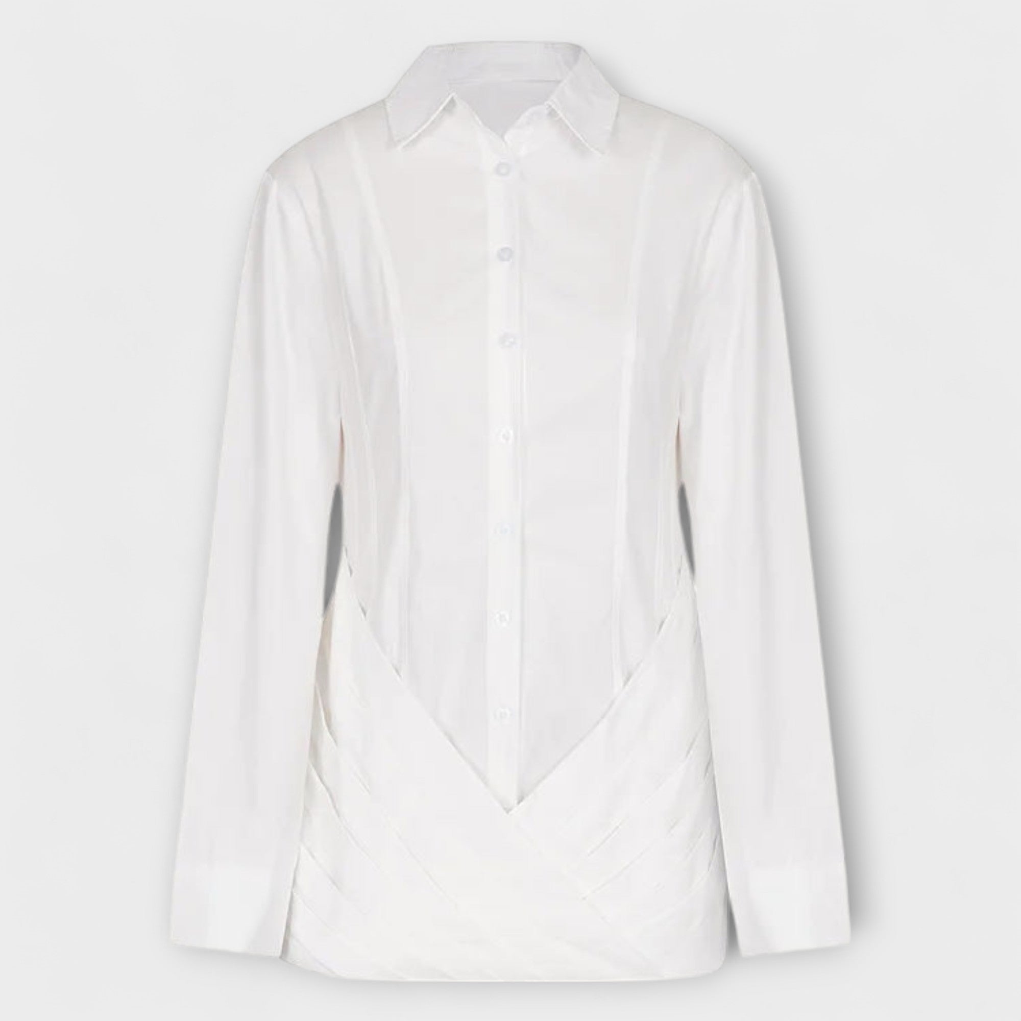 Indie - Weißes langärmliges plissiertes Hemdkleid