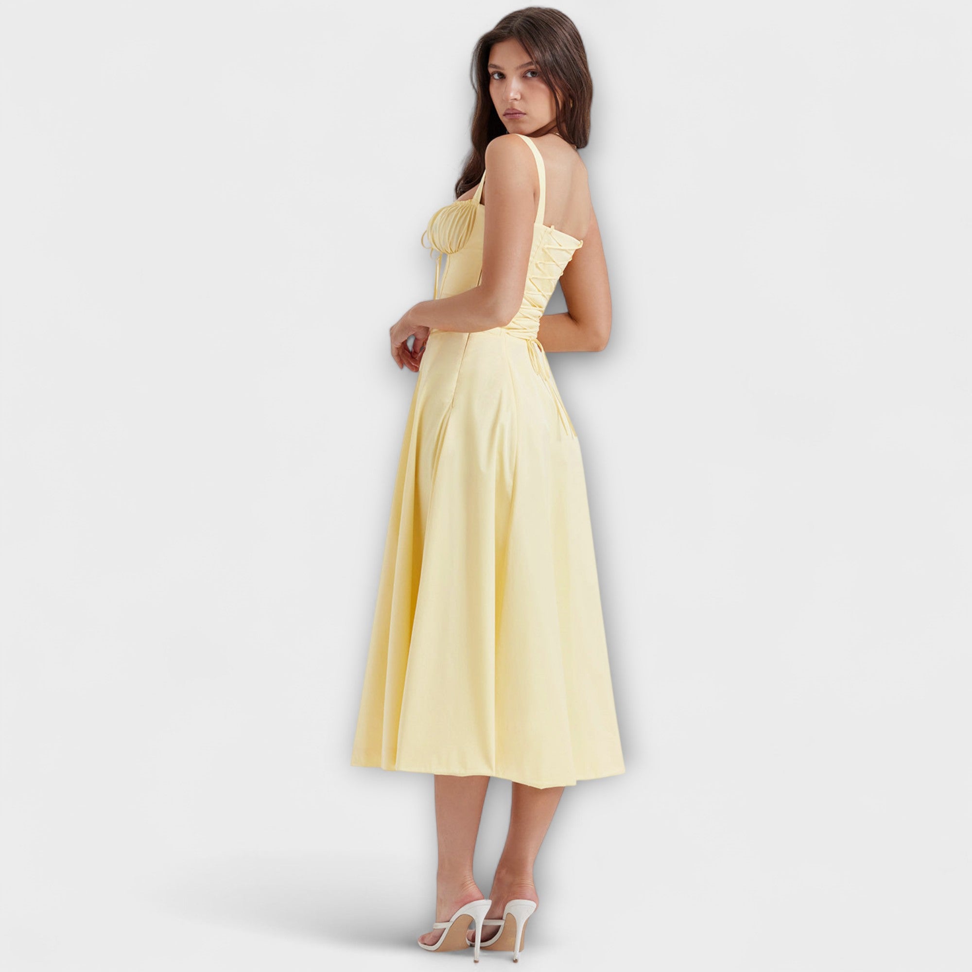 Zipporas - Maßgeschneidertes Bustierkleid mit modernem Frühlingsblumenmuster