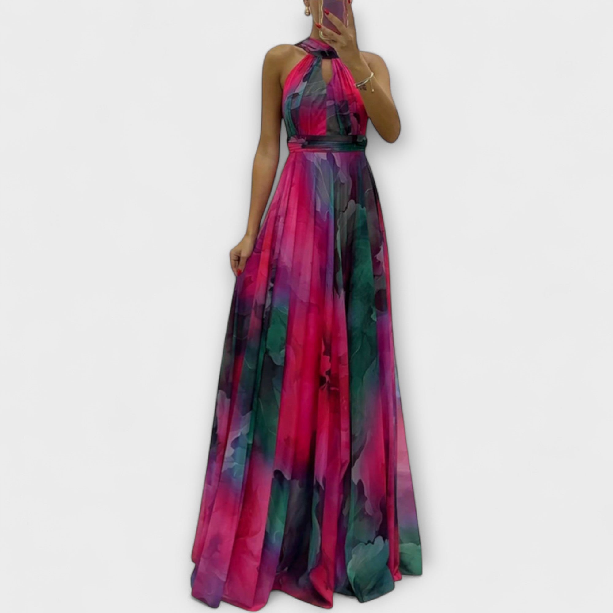 Isalie – Chiffon Maxikleid mit floralem Muster