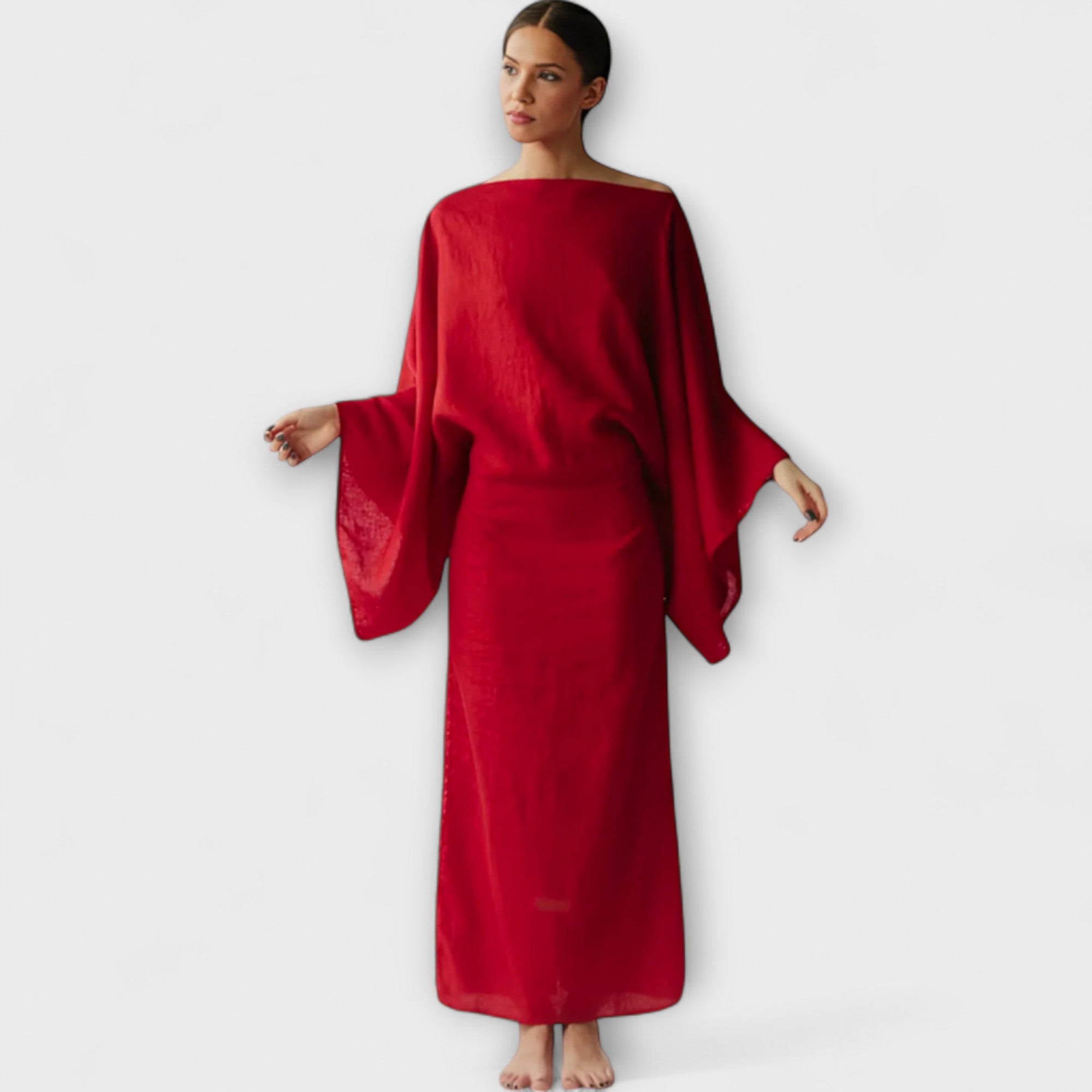 Dana - Kimono-Kleid aus Leinen und Baumwolle