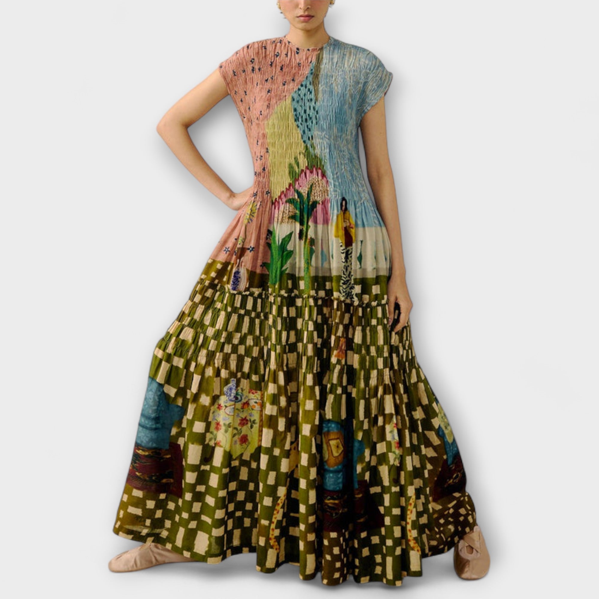 Amara - Faltkleid mit Animal Print