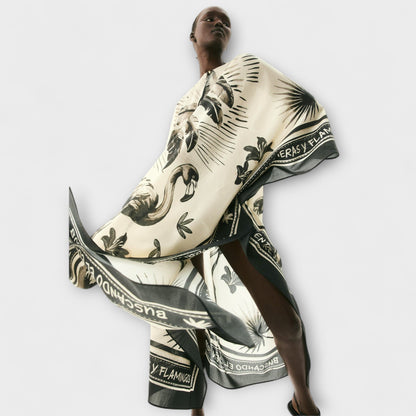 Melissa - Extra-großer Flamingo-Print Kaftan Maxikleid