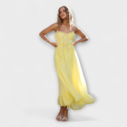 Celine - Ärmelloses Midi-Kleid mit Rüschensaum