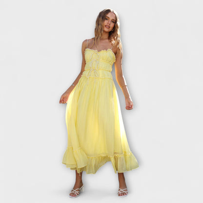 Celine - Ärmelloses Midi-Kleid mit Rüschensaum