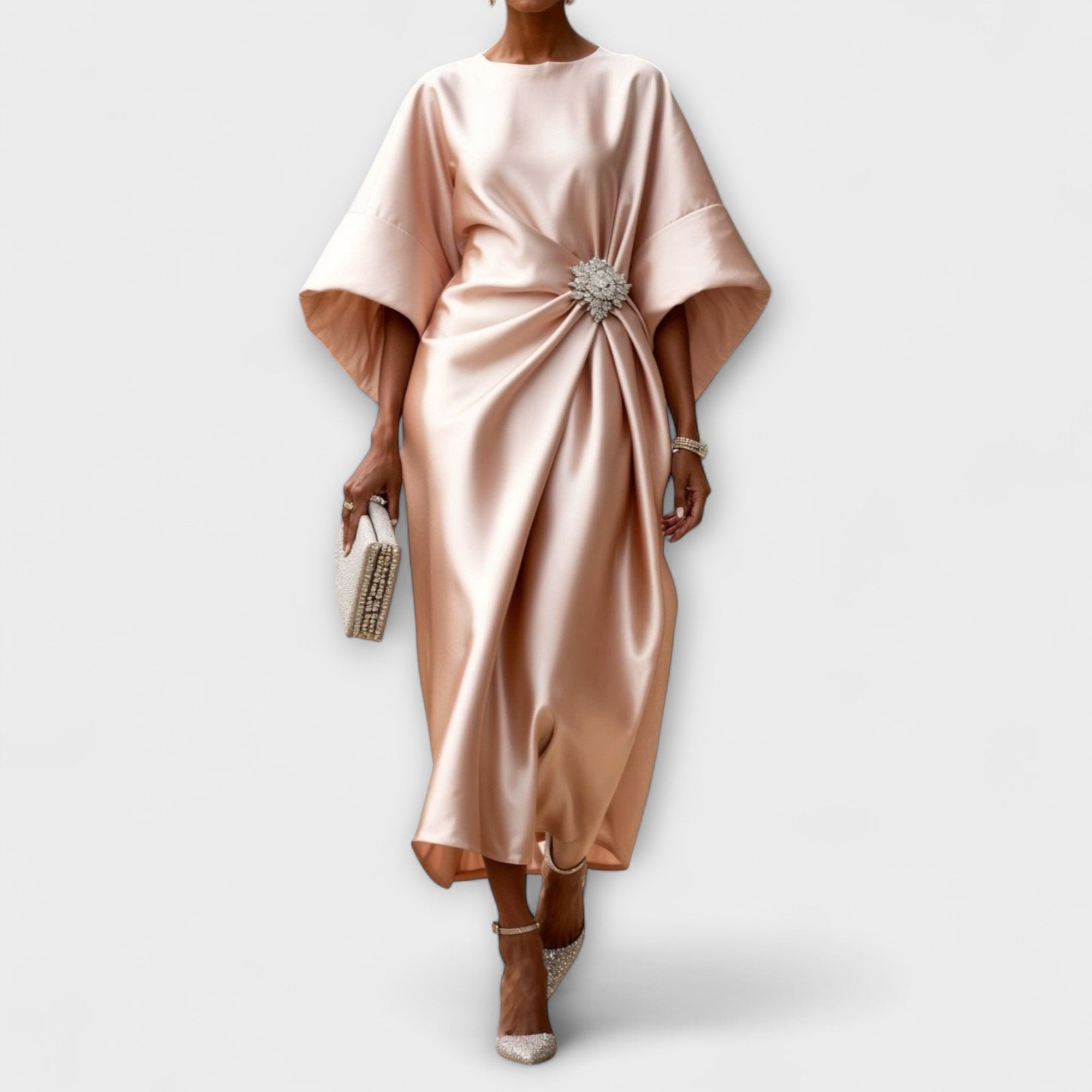 Luxe Shimmer Satin Langkleid