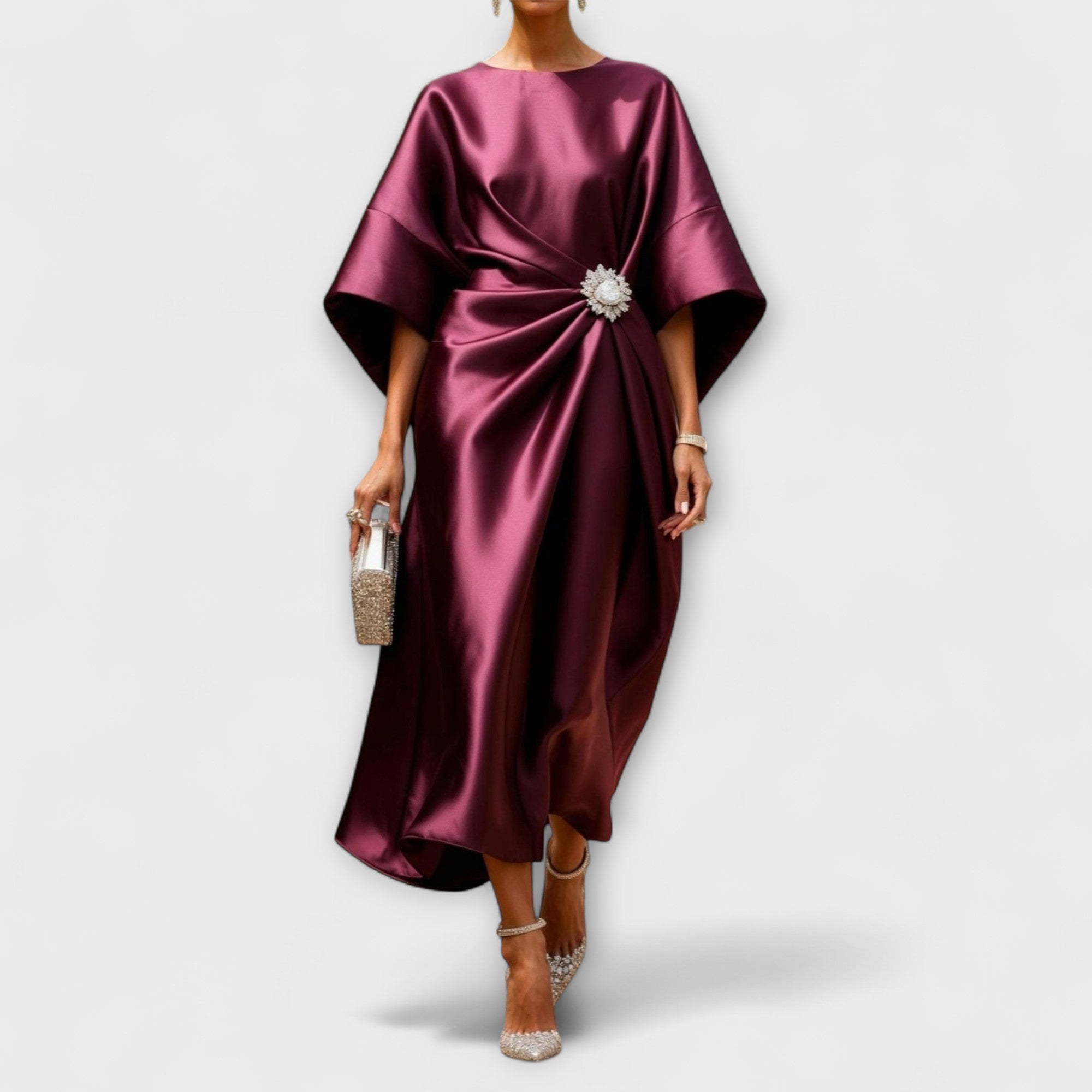 Luxe Shimmer Satin Langkleid
