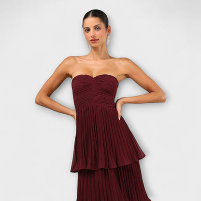 Lorena - Strapless Tiered Maxi-Kleid