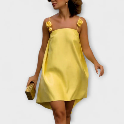 Jordan - Stilvolles Blumendruck Lockeres Mini-Kleid mit Trägern