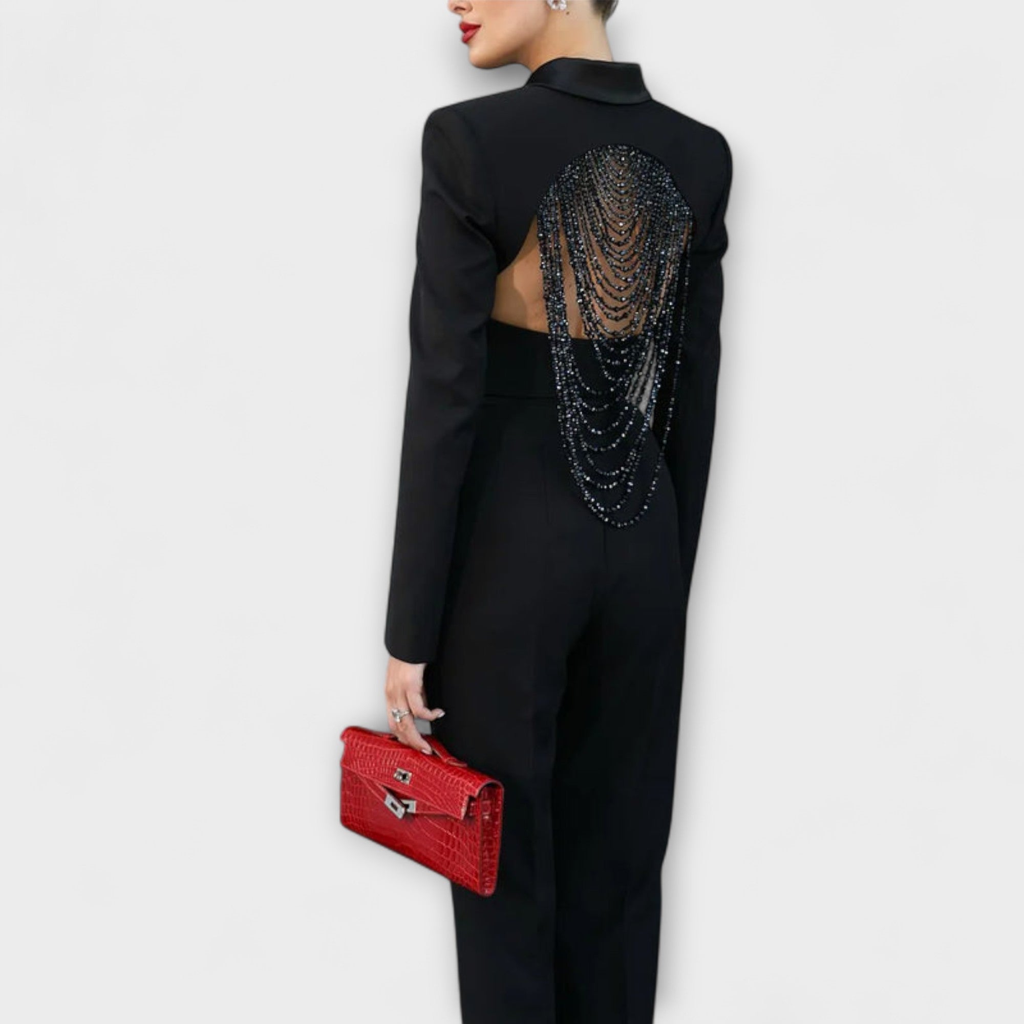 Noa - Kurzes Blazer-Set mit schwarzen Perlenverzierungen