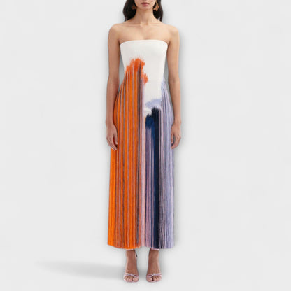 Sommer - Stilvolles Colorblock-Kleid mit trendigen Quasten