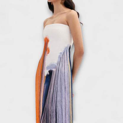 Sommer - Stilvolles Colorblock-Kleid mit trendigen Quasten