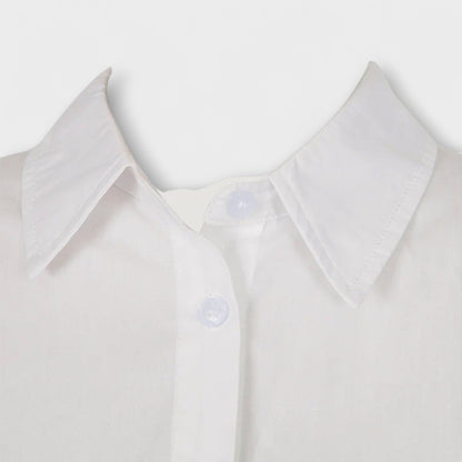 Indie - Weißes langärmliges plissiertes Hemdkleid