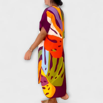 Roos - Freizeitkleid mit buntem Blattdruck