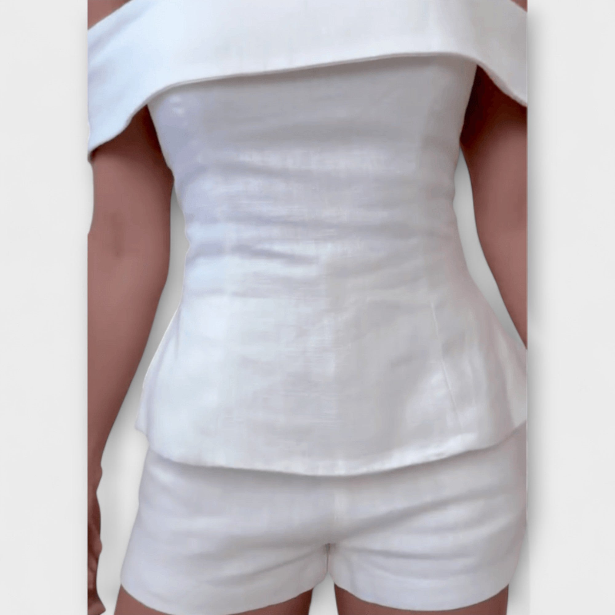 Olivia - Weißes Baumwoll-Leinen-Zweiteiler-Set