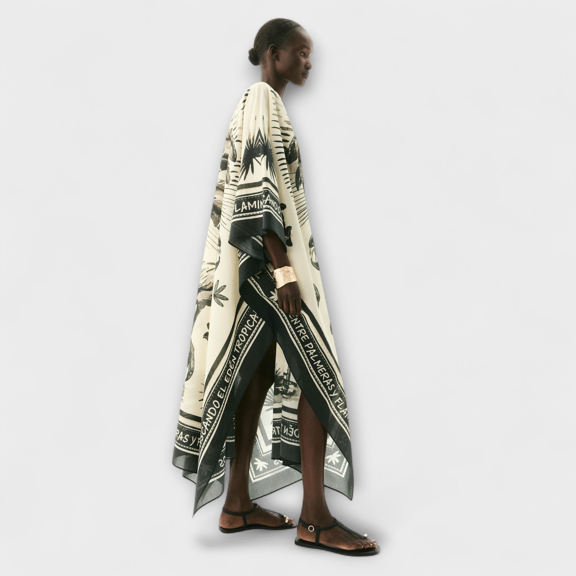 Melissa - Extra-großer Flamingo-Print Kaftan Maxikleid