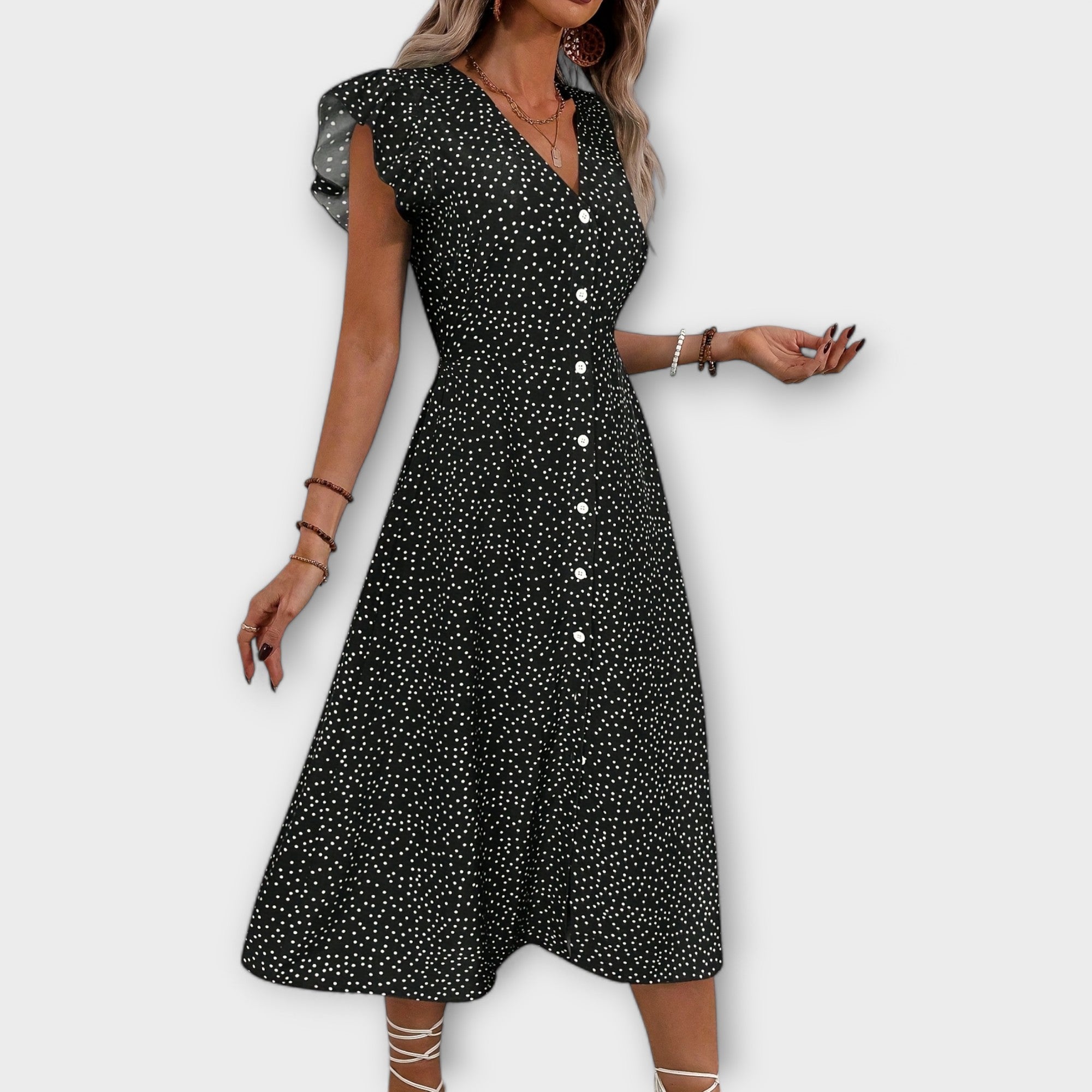 Schickes Polka Dot Midi-Kleid