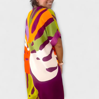 Roos - Freizeitkleid mit buntem Blattdruck