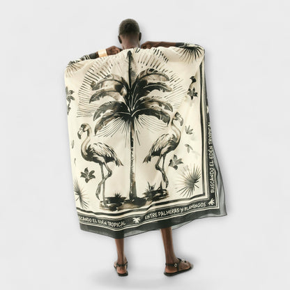 Melissa - Extra-großer Flamingo-Print Kaftan Maxikleid