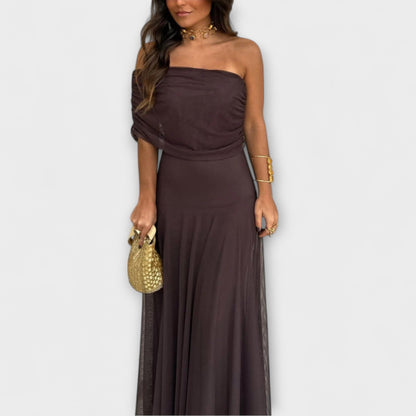 Wiese - Toledo One-Shoulder Mesh Maxi Kleid