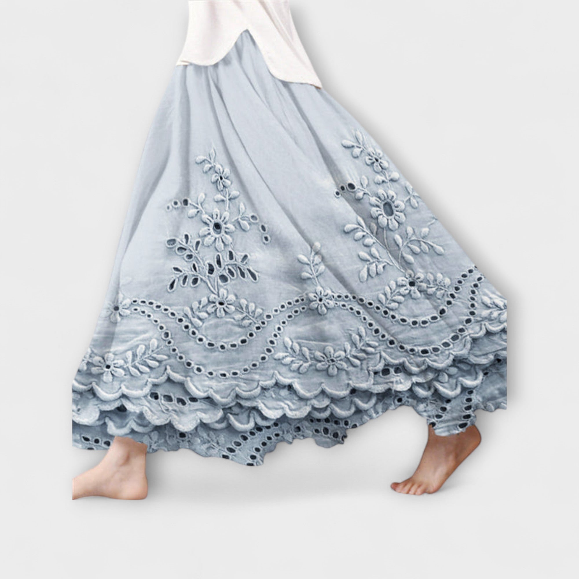 Luna – Boho Maxirock mit Stickerei