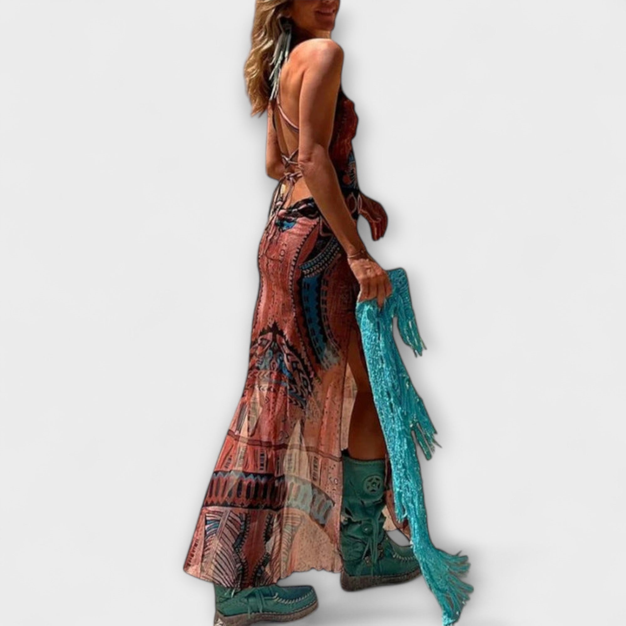 Gebühr - Einzigartiges Midi-Kleid mit Schalkragen