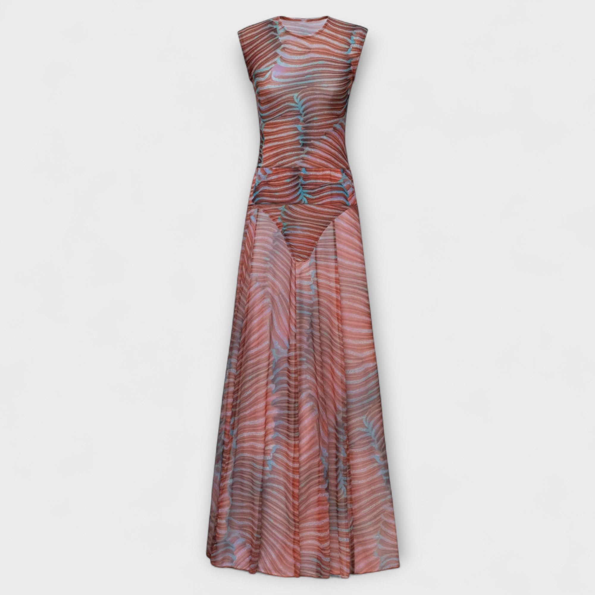 Phoenix - Schimmerndes Wellen-Mesh-Bodysuit