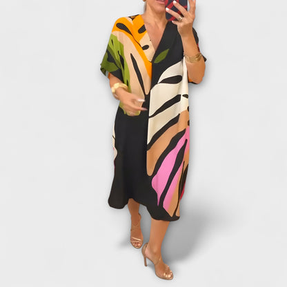 Roos - Freizeitkleid mit buntem Blattdruck