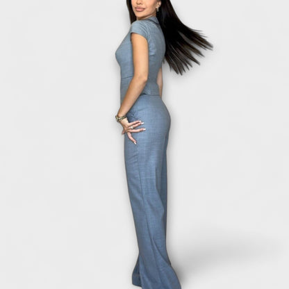 Ivy - Stilvolles V-Ausschnitt Top und Hosen Set