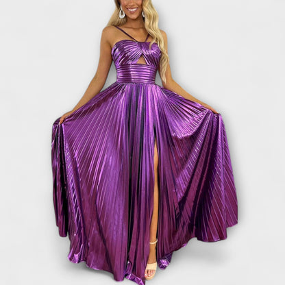 Maxi-Kleid aus Metallic-Stoff
