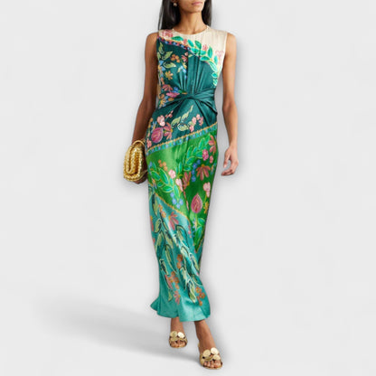 Aisling - Elegantes Verdrehte Drapiertes Floral Maxikleid