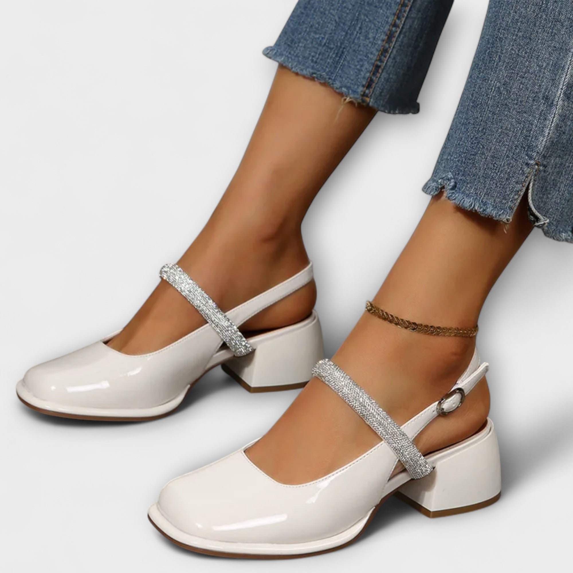 Celandra - Mary Janes mit Glitzerriemen und Blockabsatz