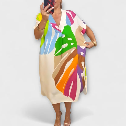 Roos - Freizeitkleid mit buntem Blattdruck