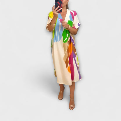 Roos - Freizeitkleid mit buntem Blattdruck