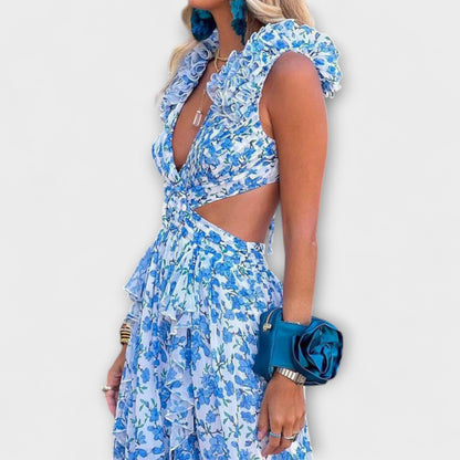 Elin - Maxikleid mit Rüschensaum und Cut-Out-Details